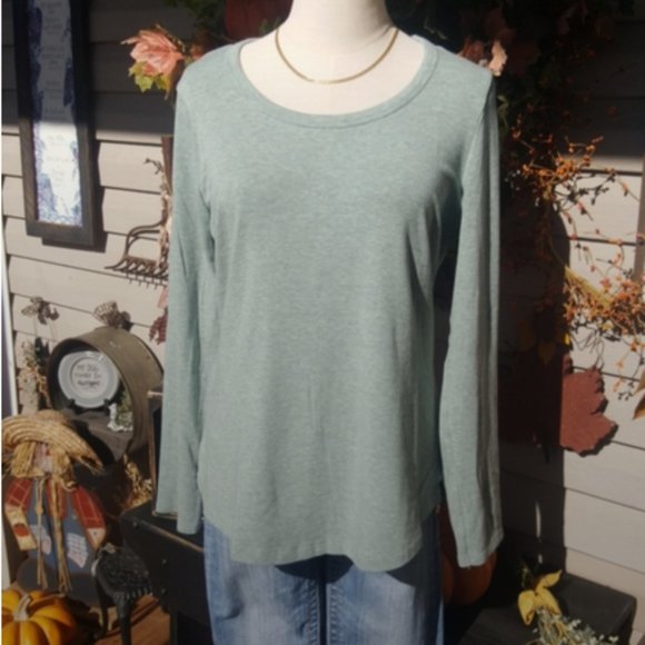 CYNTHIA ROWLEY ♡ Gorgeous Minty Green|Blueish Extremely SOFT Long Sleeve Top L - Picture 3 of 15